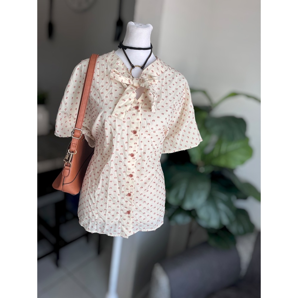 Sweet Salt Button-Down Tie Neck Top Size Large
